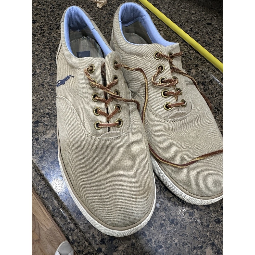 Polo Ralph‎ Lauren Brown Canvas Deck Shoes 9.5 D